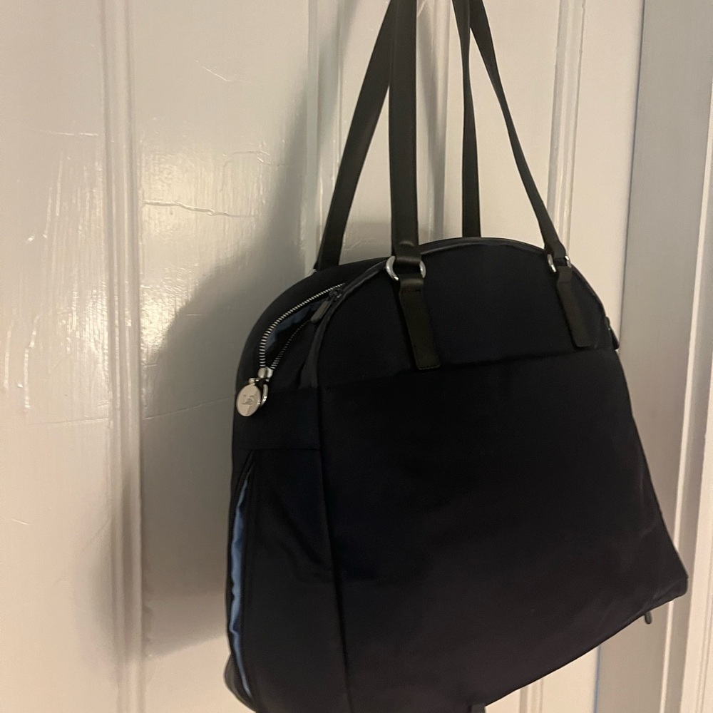 Lo & Sons Black Tote Bag with Textured Fabric and Medium Size